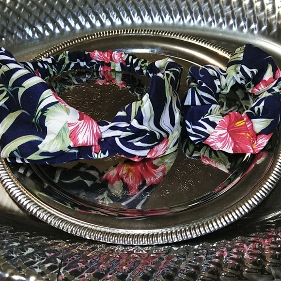 🌴🌺N 2 PIECE SET PALM LEAVES HEAD WRAP& SCRUNCHIE - Picture 3 of 6